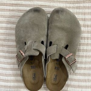 Birkenstock Boston clog suede leather taupe